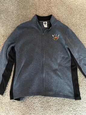 NHL Minnesota Wild Gray Fleece Zip Up Size 2XL